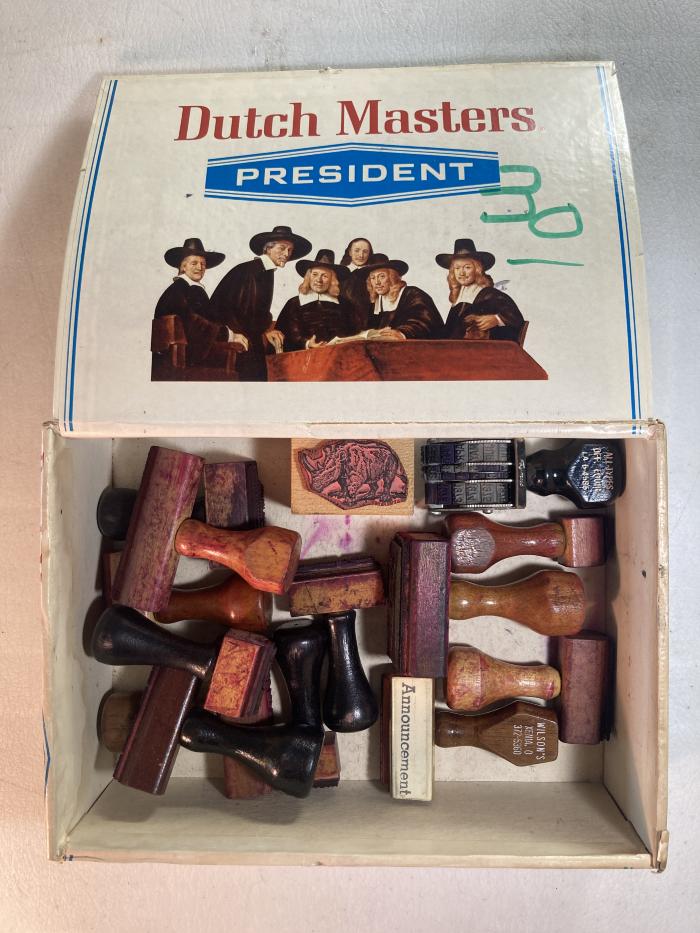 Cigar box with 14 stamps