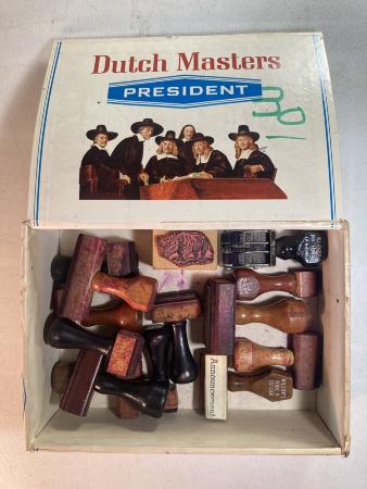 Cigar box with 14 stamps