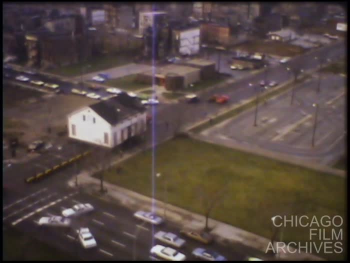 [Summer 1978 #2 - House moving as viewed from 3001 S King - Night view from 3001 - Danny + Artie (?) Pete, Fran, etc.]