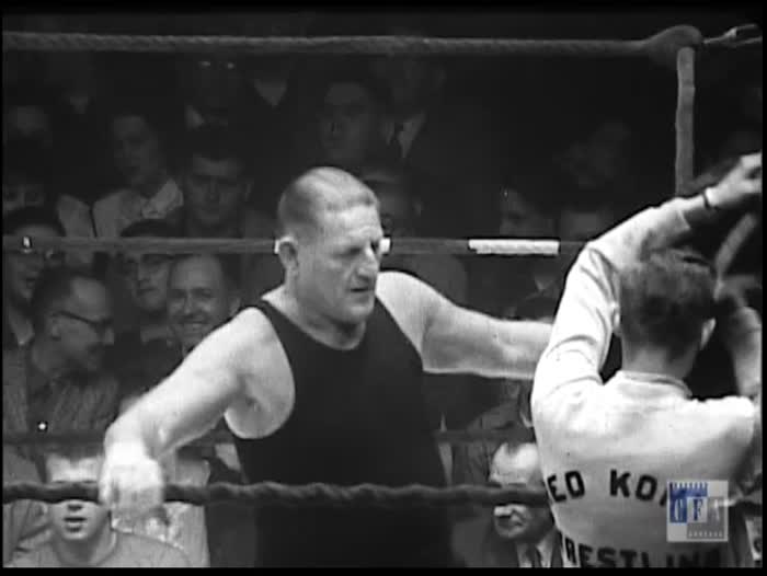 [Wrestling TV show]: Johnny Gilbert vs Jack Terry, Bearcat Wright vs Big Moose Cholak